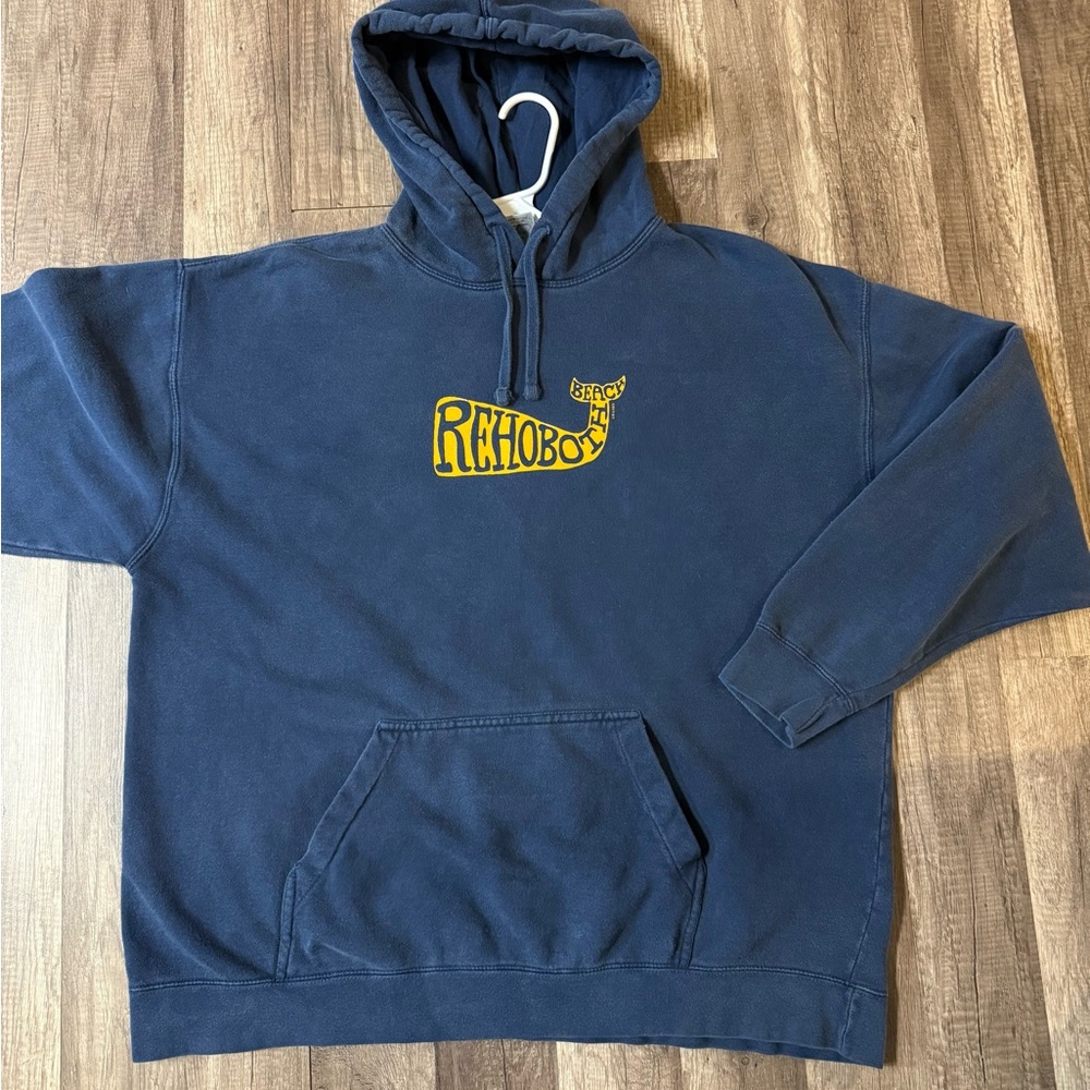 Comfort Colors Deep Blue Hoodie with Yellow Graphic